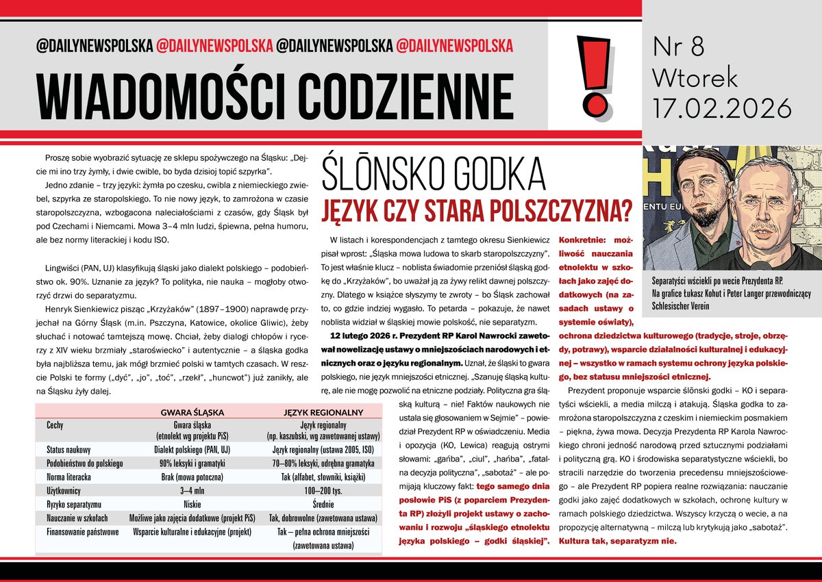 Zgadzasz się z nami, że ślonsko godka to zamrożona staropolszczyzna, a nie narzędzie do rozbijania Polski 🇵🇱

Zapewniamy Cię, że po przeczytaniu tego newsa, zgodzisz się na pewno.
Wiedziałeś o tym, że Sienkiewicz specjalnie przyjechał na Śląsk, by zapoznać się ze starą mową