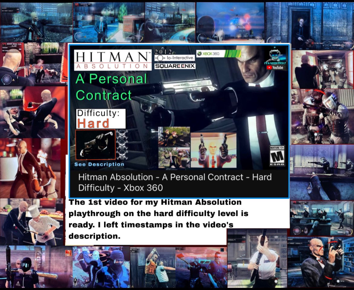 Techman1992's tweet photo. Hitman Absolution - A Personal Contract - Hard Difficulty - Xbox 360  https://t.co/eVtdstE6Kt via @YouTube Here’s the link to the 1st video for my Hitman Absolution playthrough on the hard mode. #hitman #hitmanabsolution #agent47 #iointeractive #squareenix #xbox360 https://t.co/5vhzg3xIQT