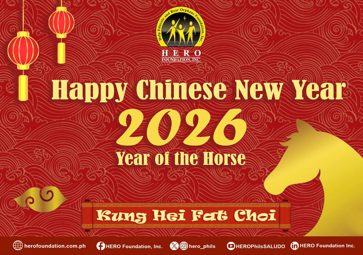 We extend our warmest greetings to our Filipino-Chinese sponsors and partners.

In this Year of the Fire Horse, may you be blessed with prosperity and peace. Wishing you a fruitful and auspicious year ahead!

#KungHeiFatChoi #YearOfTheHorse #CNY2026 #BeAHeroToOurHeroesChildren