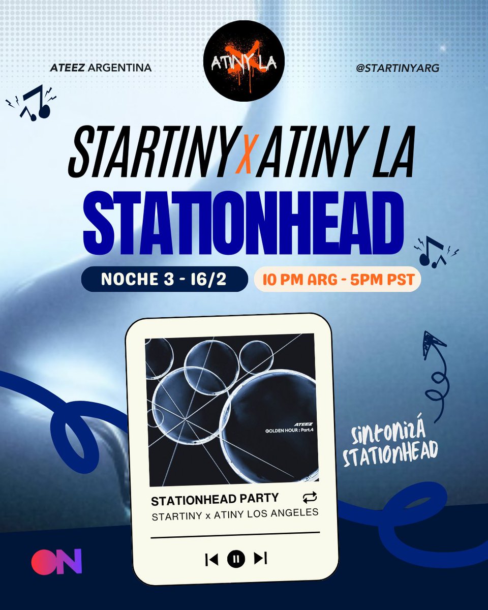 Startinyarg's tweet photo. 🇺🇲 Día 3 de la semana de Stream en Station Head. Hoy colaboramos con nuestra amiga de @atinylosangeles
Lunes MUY POWER 🔥 la playlist de hoy va a hacerte sentir la adrenalina al máximo, preparate ATINY
Te esperamos de 22 a 23 hs 🇦🇷 en StationHead✨️
🔗https://t.co/QpKfeJS8Xh
-
Day 3 of our Streaming Week on Station Head. Today we partner with our friend @atinylosangeles
POWERFUL monday 🔥 today's playlist will make you feel the adrenaline at its max, get ready ATINY
See you at 5pm PST on StationHead ✨️
#GOLDENHOUR_Part4 #ATEEZ #에이티즈 #STARTINYARG #ATINYLA