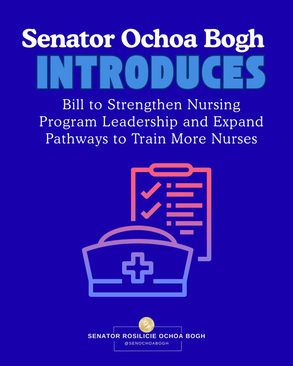SenOchoaBogh's tweet photo. I’m proud to introduce #SB975, legislation to help California community college nursing programs fill critical leadership positions and expand capacity during our statewide nursing shortage. https://t.co/EaT8CmiWvI