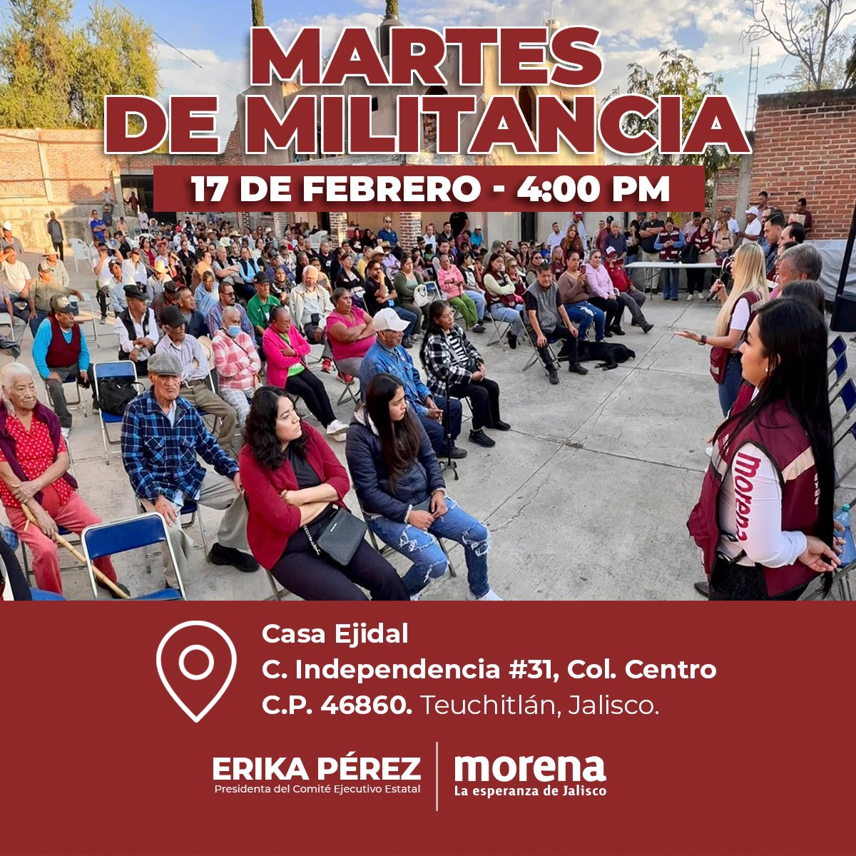 Mañana nos vemos en Teuchitlán, Col. Centro, para seguir organizándonos y fortaleciendo la esperanza desde la base.

La transformación se construye con la participación de todas y todos. Sigamos caminando juntas y juntos, organizándonos desde el territorio y con el pueblo al