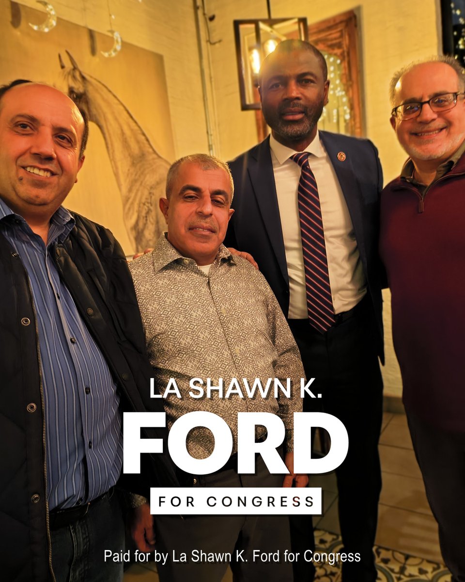 Grateful to the small business leaders and members of Chicago’s Muslim business community who hosted us at M’dakhan. The 7th District is strongest when every community works together. That’s how we move forward.

#LaShawnFord #FordForCongress #IL07 #BuildingCoalitions