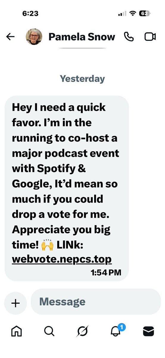 If you receive this message as a DM please DO NOT click on the link. It is not legitimate and will cause your account to be corrupted. It is being transmitted from my previous handle [@pamelasnow2] and I have asked ⁦⁦<a href="/Support/">Support</a>⁩ to address this problem.