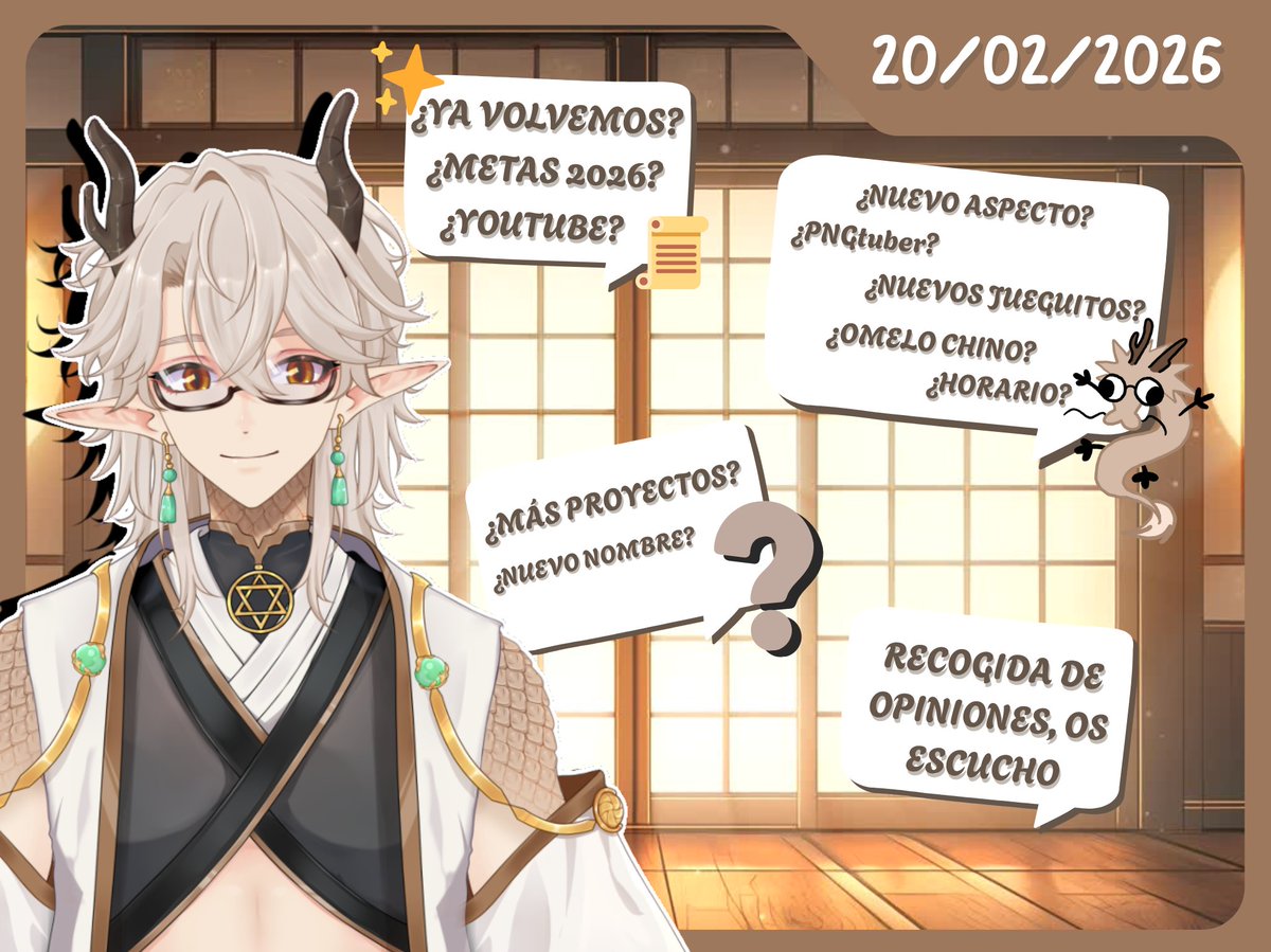 VIERNES 2O DE FEBRERO A LAS 18 HORA ESP VOLVEMOS 🤎✨

Vamos a hablar cositas, responder vuestras preguntas y jugar alguna cosita (todo esto si viene gente si estoy solo pues no podrá ser jsjsjs) (porfa vengan)

Quiero a todo el mundo full activo 🤎

#Vtuber #VtuberES