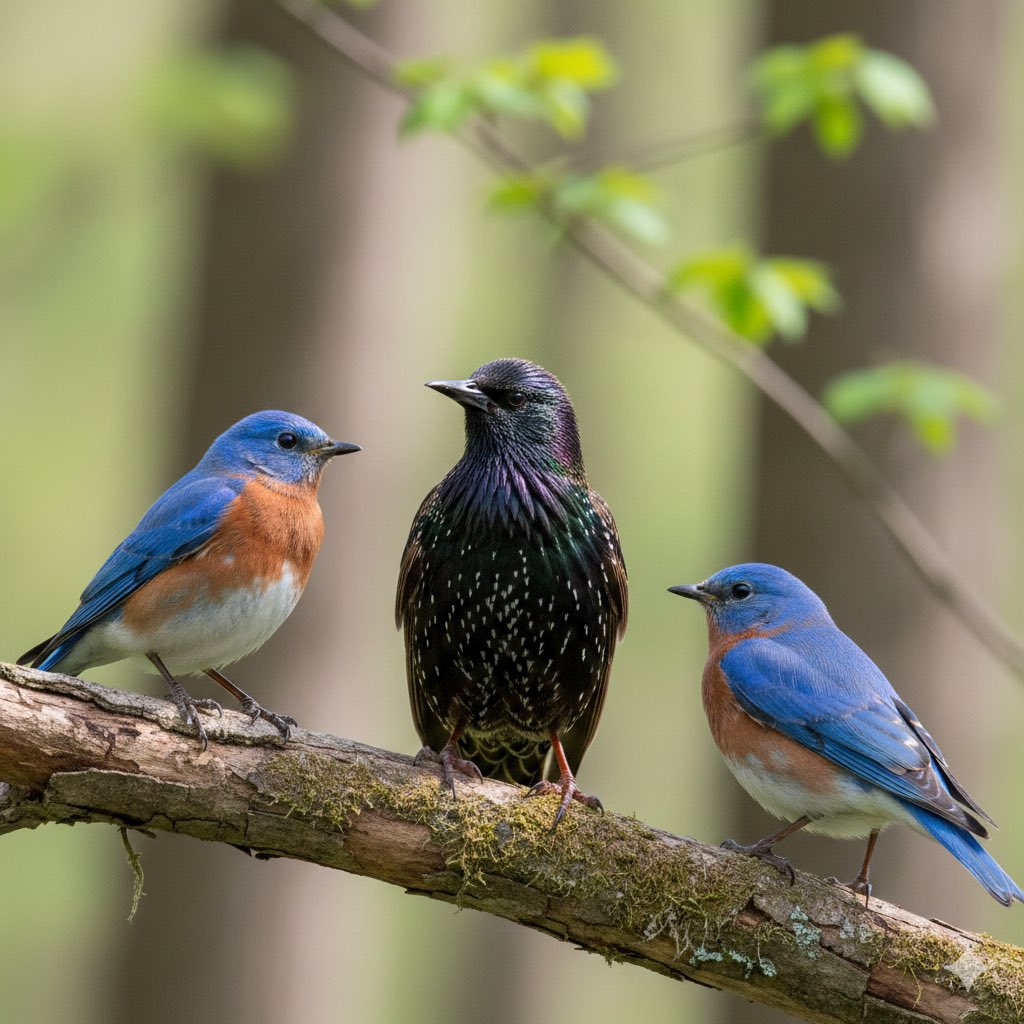 Just notice that there is a gap inbetween the two bluebirds. A gap