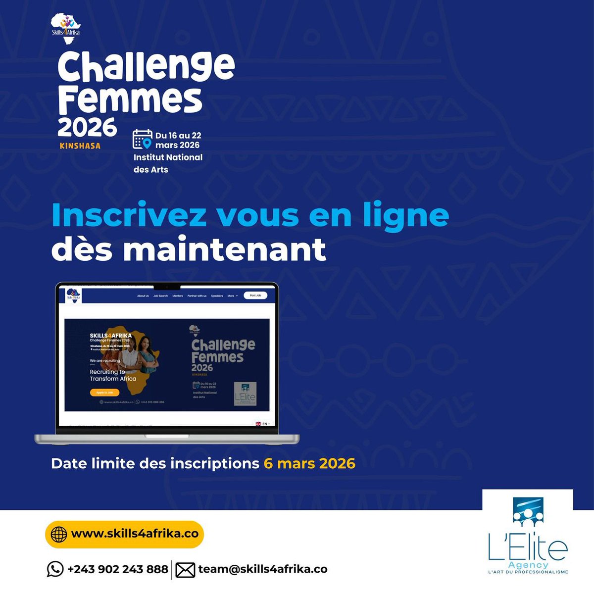 lorriskassongo's tweet photo. Inscrivez-vous sur ce lien : 
https://t.co/CuJFwoT2hD
Ou sur le site :https://t.co/eeUQWnvqh2
Appelez-nous au +243 81 80 86 236
email: team@skills4afrika.co https://t.co/KornY8gujz