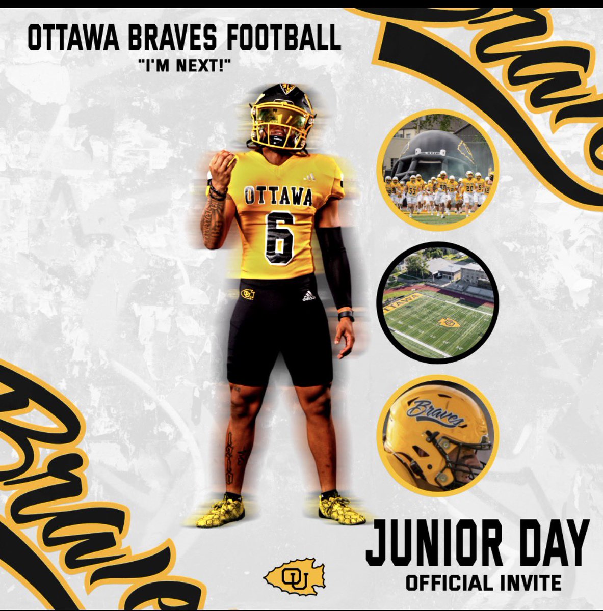 Thank you <a href="/OttawaBravesFB/">Ottawa Braves Football</a> &amp; <a href="/CoachSCDub/">Spencer Wheeler</a> for the junior day invite very thankful and can’t wait to meet y’all