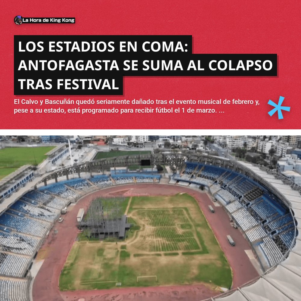 🔥 Los estadios en coma: Antofagasta se suma al colapso tras festival

👇 Lee la nota en el link de la BIO

#Antofagasta #ViñadelMar #ANFP #FútbolChileno