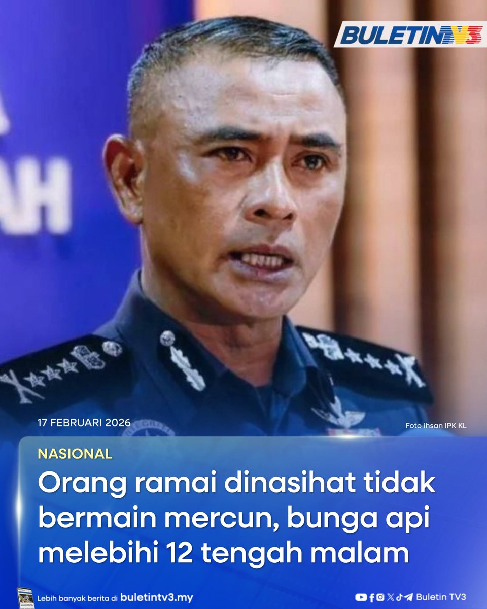 BuletinTV3's tweet photo. NASIONAL | Orang ramai dinasihatkan tidak bermain mercun atau bunga api melebihi 12 tengah malam.
#BuletinTV3 #BeritaTerkini #Mercun #BungaApi #Keselamatan #WaktuMalam #NasihatOrangRamai
Berita penuh di https://t.co/fuIBCpvUEL https://t.co/sJJsSfeY1o