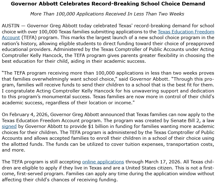Governor Abbott Press Office tweet media