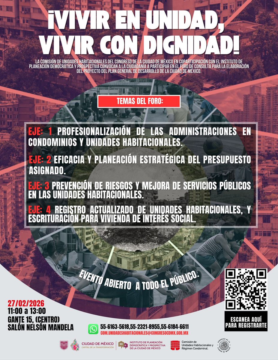 OmarGarciaL_'s tweet photo. 🏢 La vida en nuestras unidades habitacionales sí se puede mejorar.

Este 27 de febrero (11:00–13:00 hrs) abrimos el diálogo en un foro para construir propuestas reales para la #CDMX.
Regístrate aquí: https://t.co/IhURNQVlxF https://t.co/sL101PamoR