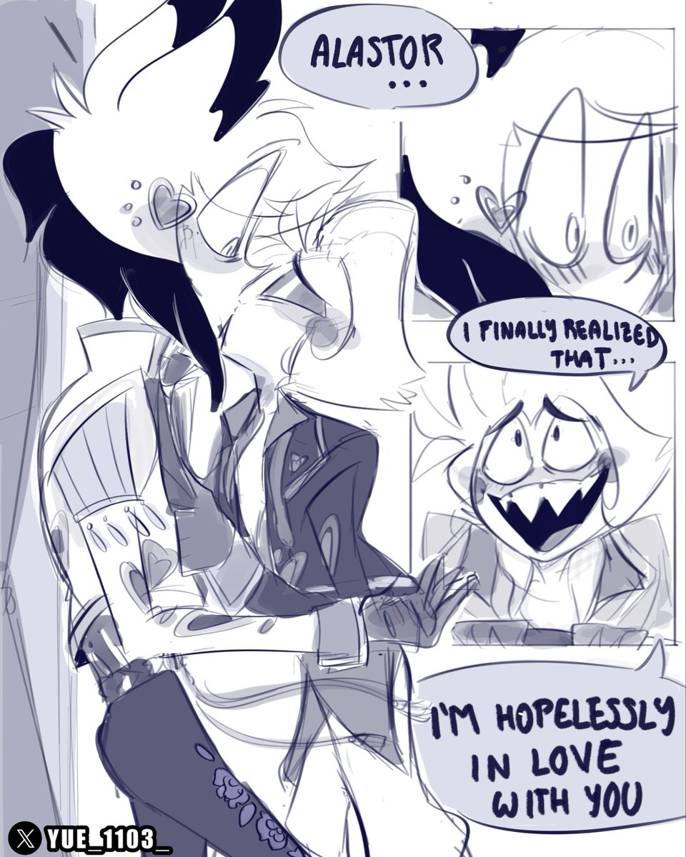 Yue_1103_'s tweet photo. 🦌: (completely red) …. 
🍎: well… s-say something! 

#radioapple #HazbinHotel #alastor #lucifer doodles https://t.co/cpSTeSCn4J