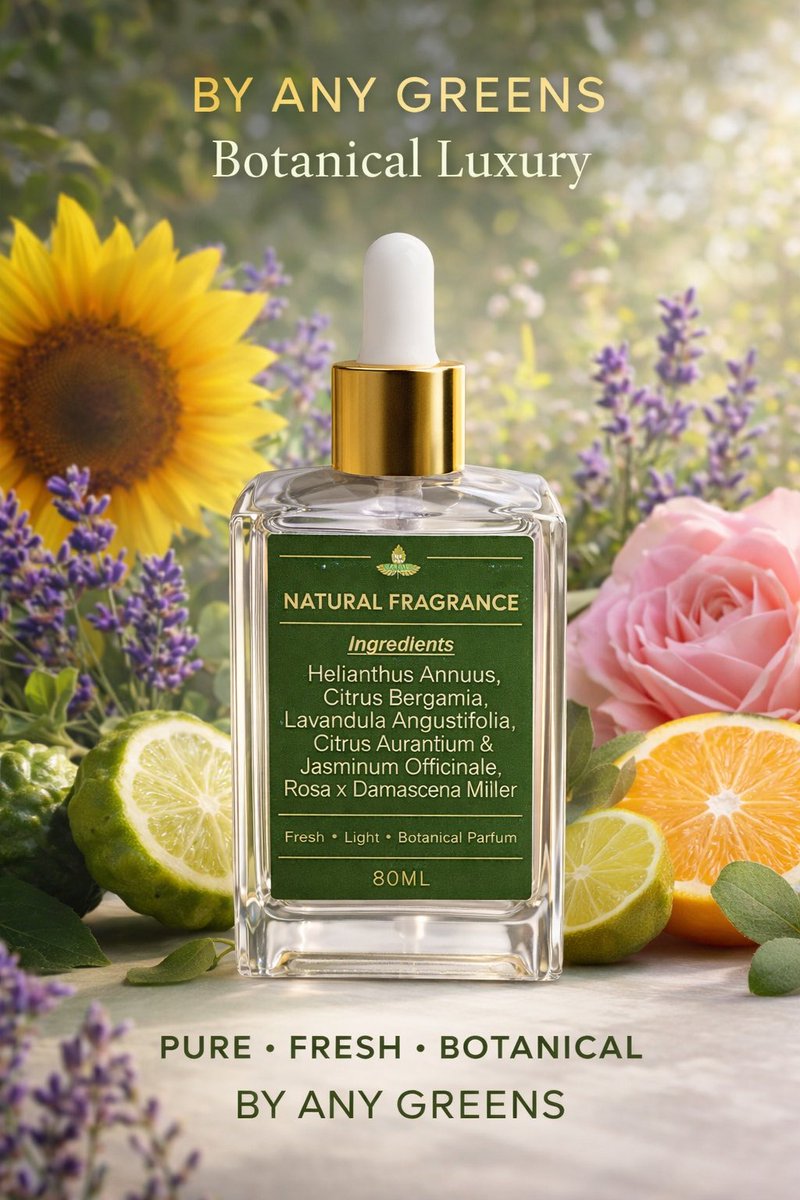 ByAnyGreens__'s tweet photo. Pure Fresh Botanical
Meet your new signature scent
Crafted with nature’s finest notes bergamot, lavender, jasmine, damask rose & citrus this light botanical perfume is designed to elevate your everyday life.
#ByAnyGreens #BotanicalLuxury #NaturalFragrance #CleanBeauty #FreshScent https://t.co/VBIqVLrfeY