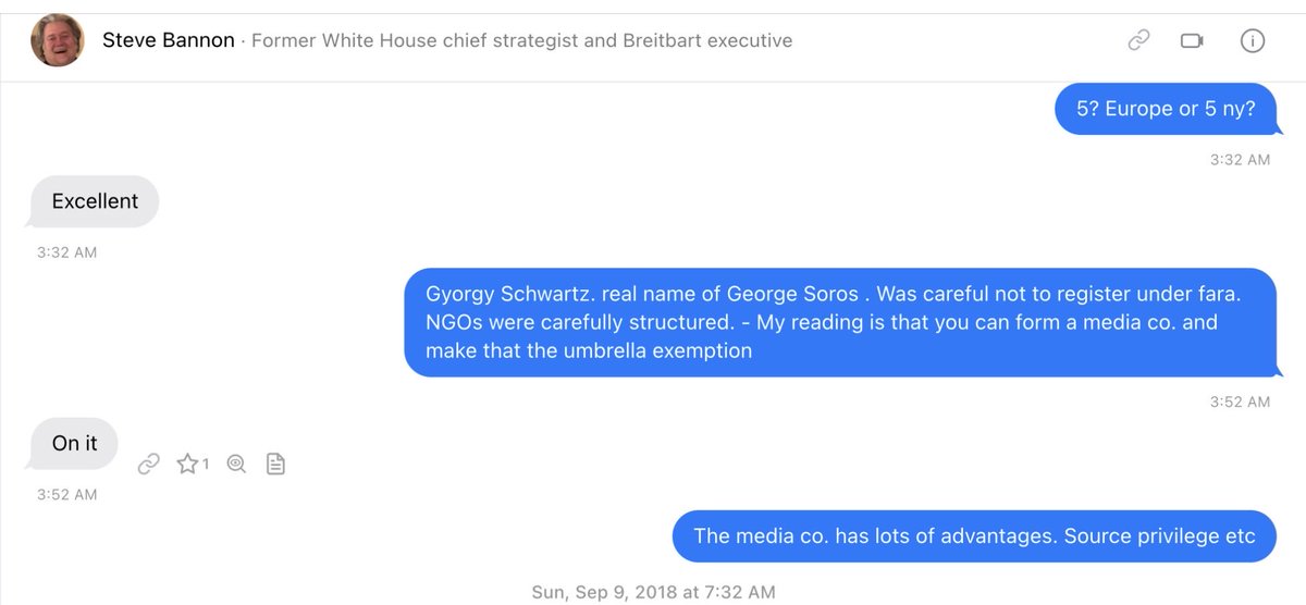 peterjukes's tweet photo. If in any doubt, here’s Epstein advising Bannon to use the same “media exemption” Bannon is trying to claim now in the Daily Mail: 

EPSTEIN:  “The media co. has lots of advantages. Source privilege etc” https://t.co/NAFgv32aW3
