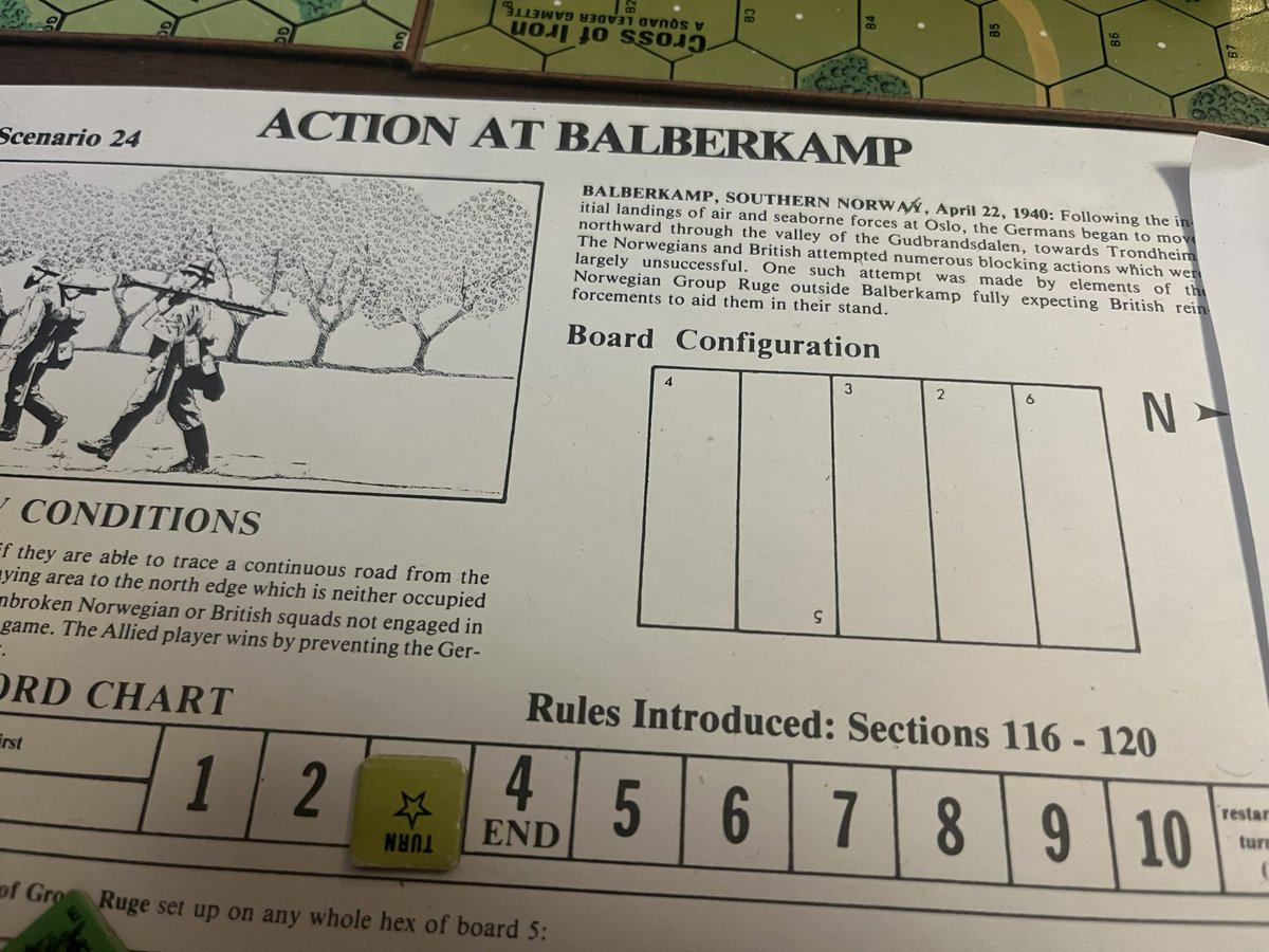 Squad Leader Crescendo of Doom. Escenario 24: Action at Balberkamp. Los noruegos resistieron bien y los británicos llegaron antes, pero al final victoria alemana, que abren la carretera. Muy buen escenario!