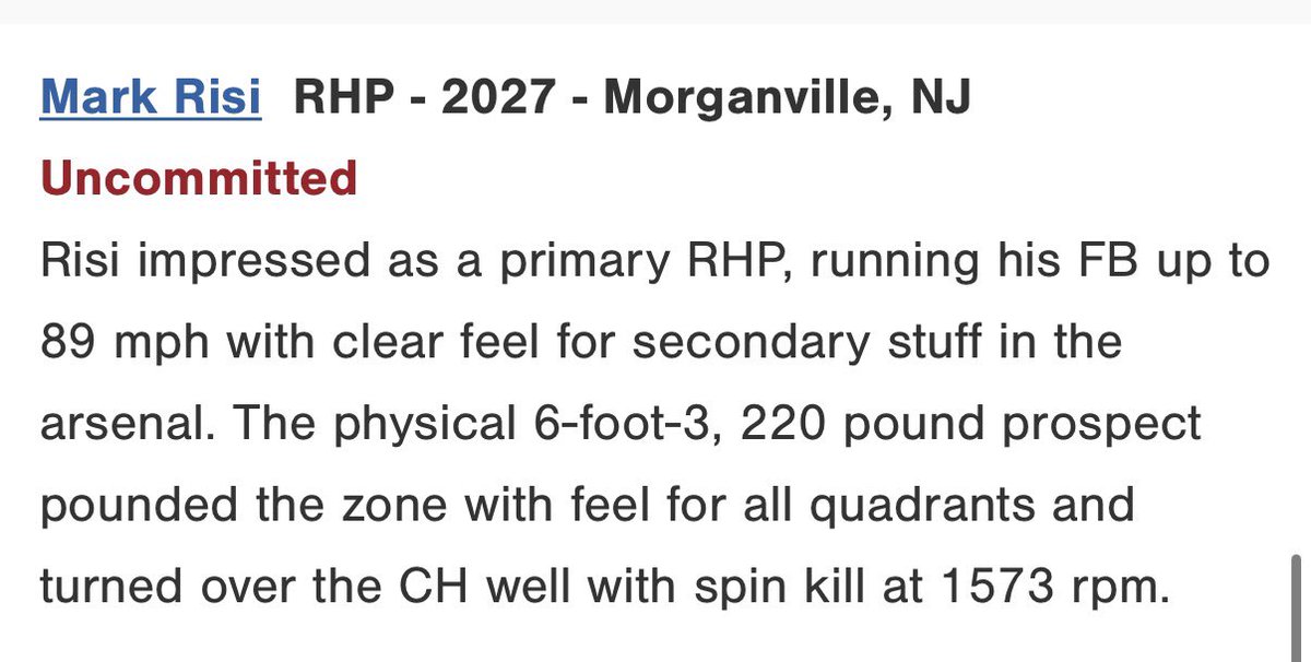 markrisi2027's tweet photo. Excited to be recognized on the Top Prospects List at the PG Northeast Showcase https://t.co/u96TV4rOVF