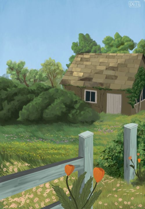 destindraws's tweet photo. Art of the Day! "Landscape Cottagecore". Buy at: https://t.co/ienLnQN7Ln https://t.co/4q2vLdi5gx