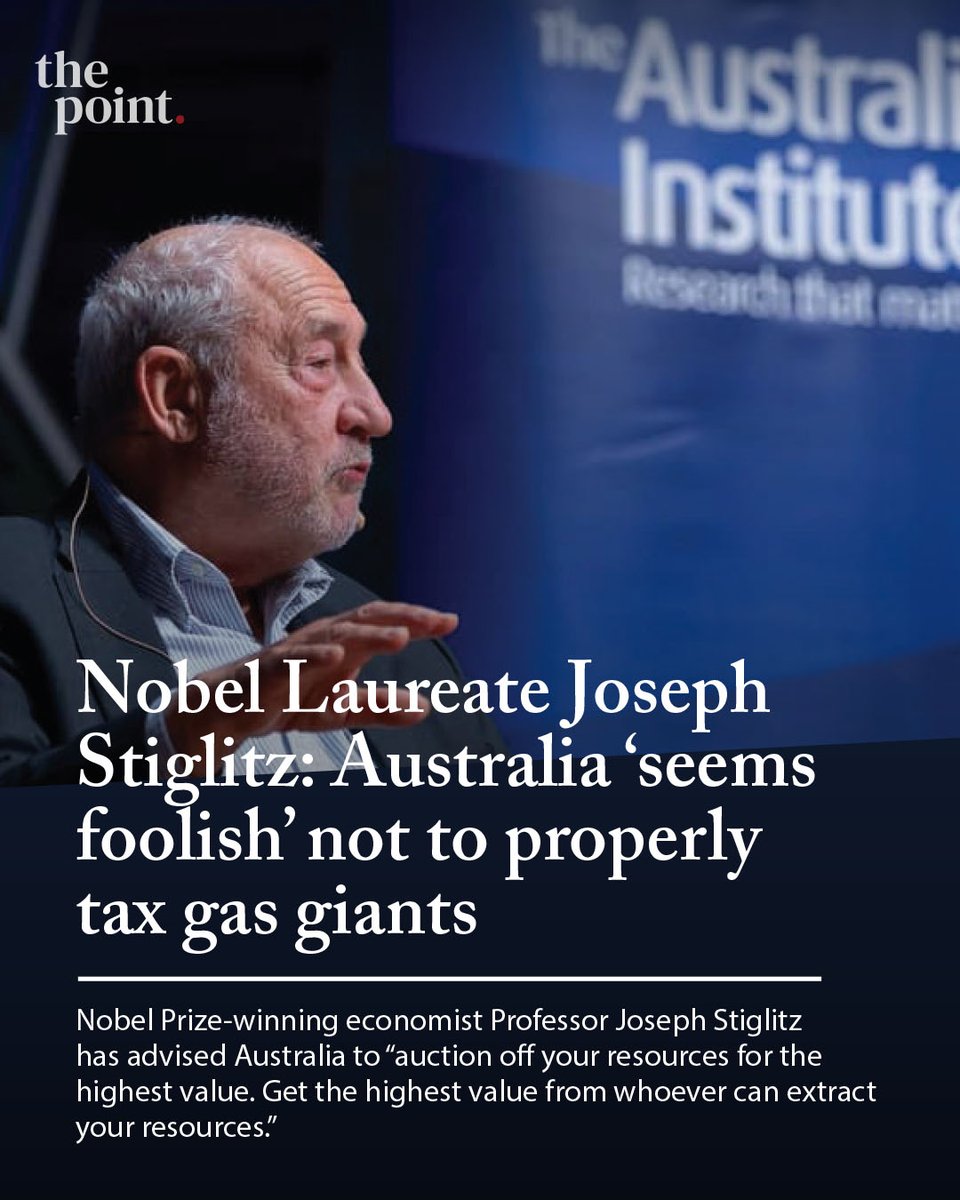 Speaking on an Australia Institute webinar, Nobel Prize-winning economist Professor Joseph Stiglitz has urged the Australian Government to “follow the money” and start imposing a “a very, very high tax rate” on the country’s natural resources.

Read more: theaus.in/4tFOETU