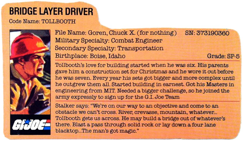 From my collection, complete 1985 Tollboth v.1. The driver of the Bridge Layer. The play value of a vehicle like this was tremendous for kids #GIJoe #GIJoeNation #ARAH #YOJOE #3DJoes #VintageToys #80sToys #ACTIONFIGURES #GIJoeCollecting #ToyCollecting #toyphotography #OneJoeADay