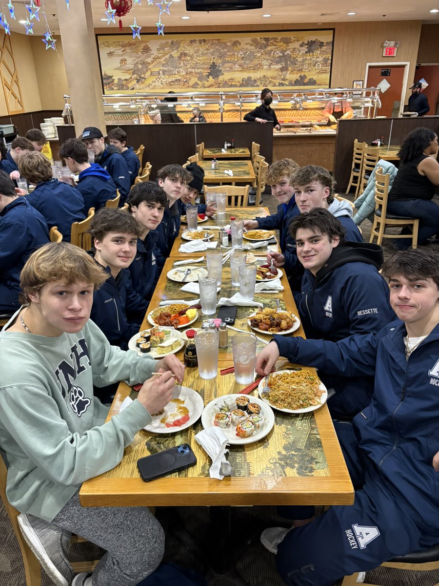 gcw49's tweet photo. Celebrated our final road game with a 5-2 W &amp; post game buffet. 
Flynn (x2) and Skaarup both scored  1st career goals. B.Wolfe and Elliott the others.G.Wolfe 15 sv. 
#TogetherWeSucceed @AboroAthletics @BoostersHockey @AHS_Bluepride @GlobeSchools @HockomockSports @TheTylerHetu https://t.co/8mNug62fVp