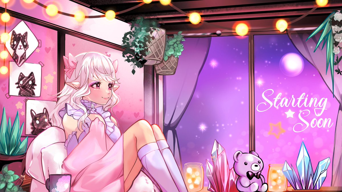 Happy Monday! 
I mentioned on Friday I had a little surprise today &amp; here it is!   

My first ever personalized starting soon screen 💫  twitch.tv/starcrossedd_ 

💕art &amp; animation done by:
<a href="/niyenza/">Niyenza | COMMISSION OPEN|VGEN</a> 
vgen.co/niyenza