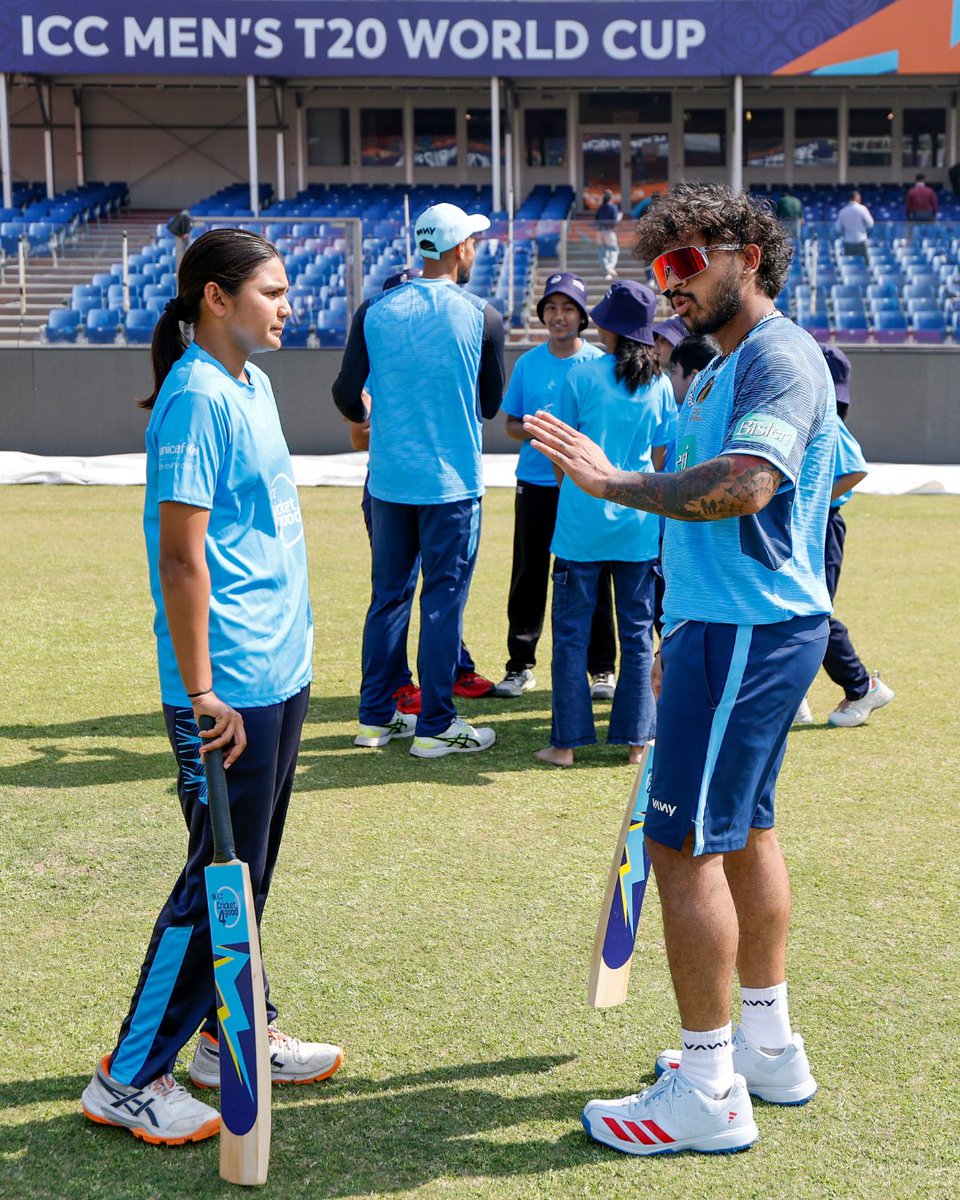 ICC's tweet photo. The impact grows as more teams take part in Cricket4Good clinics, creating moments to cherish during the #T20WorldCup π
#CheerForChildren @UNICEFIndia https://t.co/7v0U0kSEZo