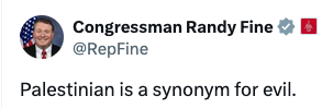JvpAction's tweet photo. Randy Fine is a hateful, Islamophobic, anti-Palestinian racist. 

It is a brutal reflection of the U.S. that this man serves in elected office. https://t.co/edQW52QMjM