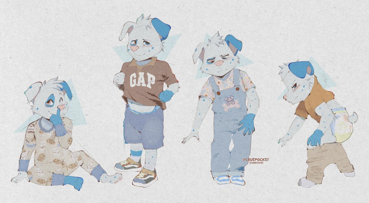 too many outfits!
(comm for @pineberrypuppy on bsky)