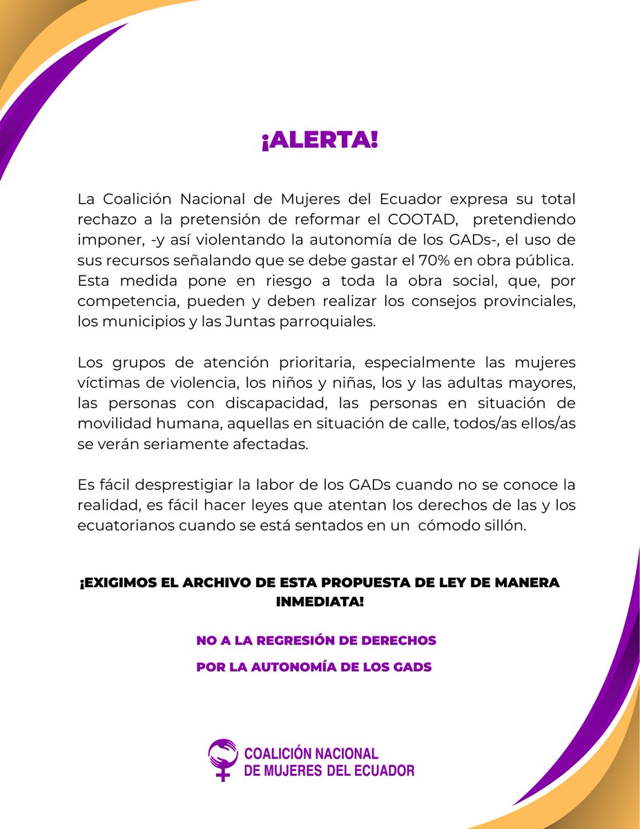 Coalición Nacional de Mujeres del Ecuador tweet media