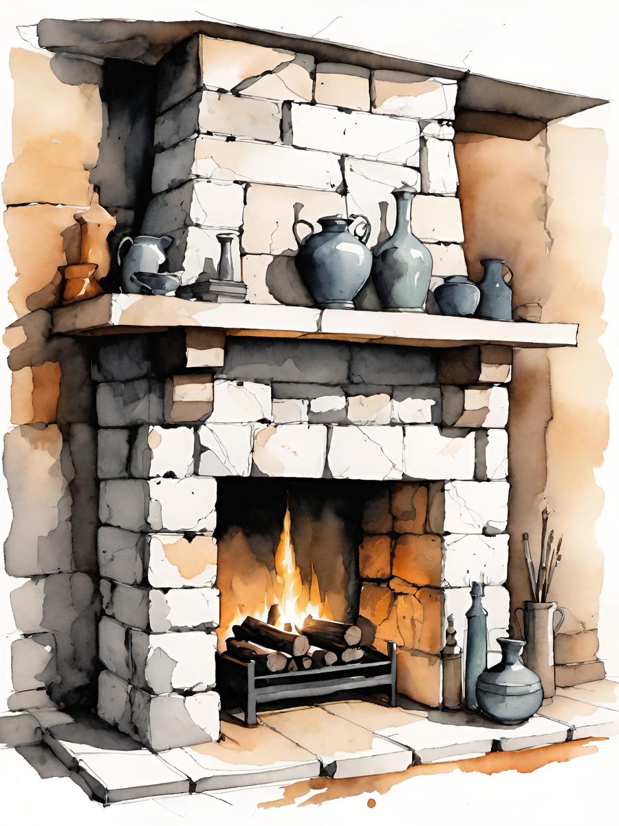 DachmanArt's tweet image. Warm stone hearth
#fireplaces #warmhome #rusticdecor #HyggeLife #FarmhouseStyle #AI #aiart #watercolor #artdaily #cozyvibes #cabinlife