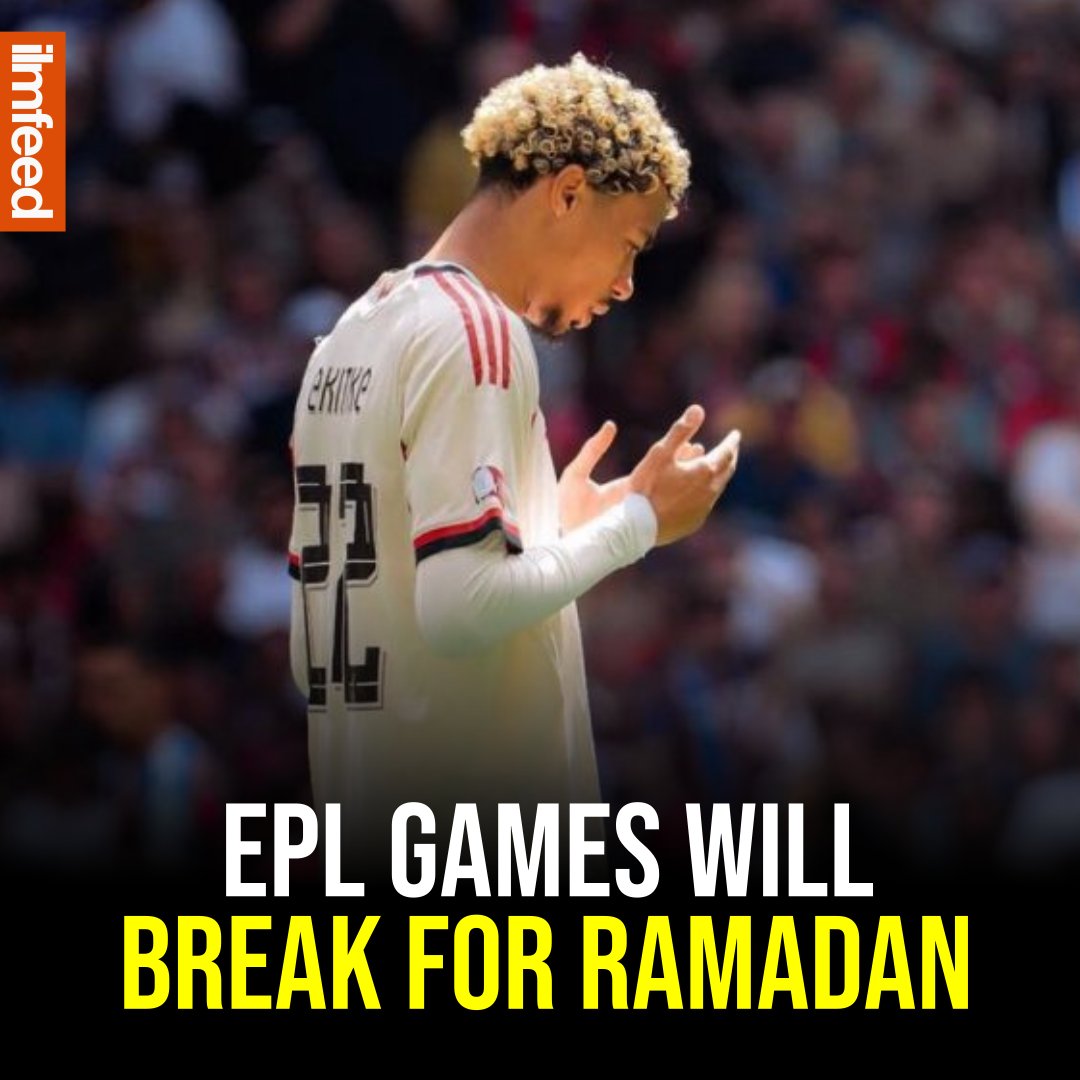 IlmFeed's tweet image. The English Premier League has announced the reintroduction of short breaks during matches to allow Muslim players to break their fast with water and energy gels.

These brief pauses will take place in games that coincide with sunset during the month of Ramadan, when Muslims…