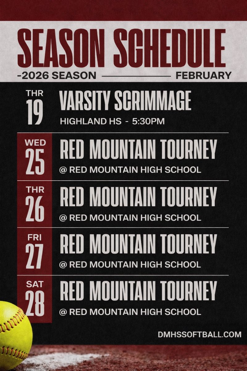 DMHSSoftball's tweet image. The wait is over. 
Our season schedule is live and we’re ready !
Here is the month of February.
See you at the fields, Wolves. 🐺

*Schedule subject to change without notice.

#SeasonKickoff #monthofFebruary #DMHS #GameOn
#DMHSSoftball #WolvesSoftbal