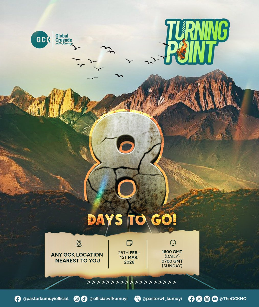 dclmhq's tweet photo. A time comes in a man's life when God decides to intervene. That is the appointed time of divine visitation- then comes his Turning Point—just 8 more days to go for your Supernatural Turnaround. Don't miss it.
#GlobalCrusadewithKumuyi
#GCKinPortharcourt https://t.co/zNwoRZcoyx