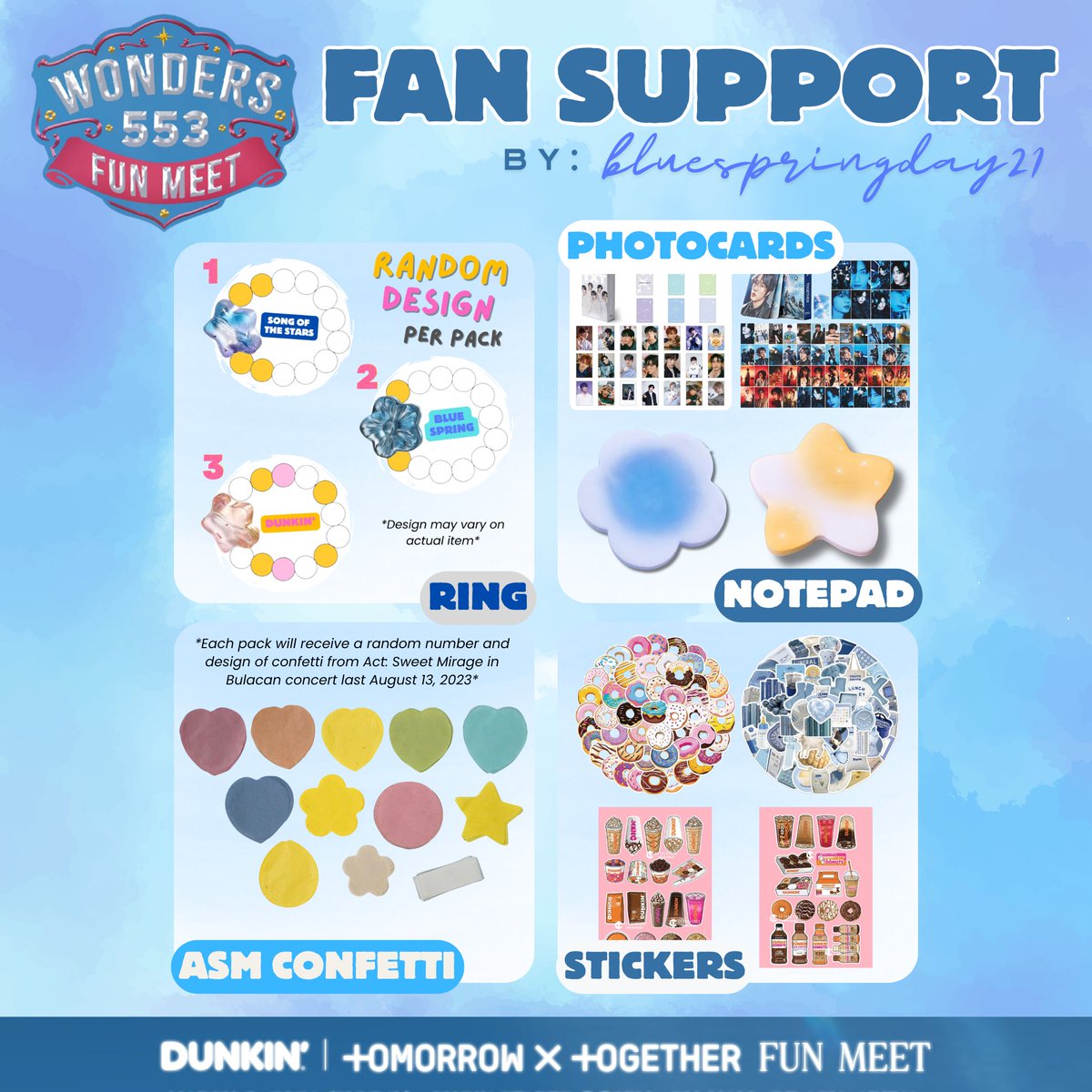bluespringday21's tweet photo. Dunkin' x TXT Wonders at 553 Fun Meet
Fan Support by bluespringday21
03.08.2026
SM MOA Arena

✨ Follow to know my whereabouts on D-Day (I'll follow back, let's be moots ☺️)

✨ Please Like + RT to spread (thank you! 🩵)

#DunkinPH_TXT
#DunkinPH_WondersAt553 
#TOMORROW_X_TOGETHER https://t.co/VB1aJYuTem