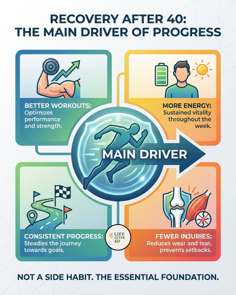 Over 40?

Recovery is the main driver of progress.

Not a side habit.

The foundation.

#LifeAfter40