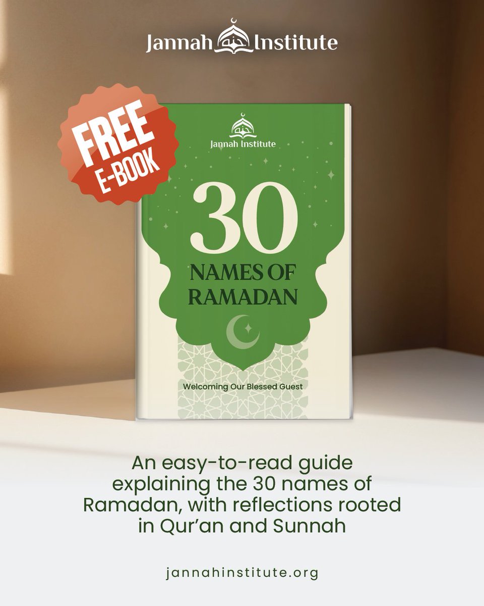 Ever feel unprepared when Ramadan suddenly arrives?
You’re not alone.
This month carries 30 names, each reflecting a different spiritual state.
Get a FREE Ramadan guide inspired by Dr. Sh. Haifaa Younis’ teachings.

jannahinstitute.org/30-names-of-ra…