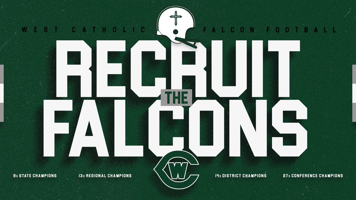 College Coaches, 

West Catholic Football’s Class of 2027 &amp; 2028 are viewable at the link below. Profiles &amp; film are available for our student-athletes. Thank you for recruiting our Falcons. 

GRWCFB Recruiting: rb.gy/y498pl

#WeTheWest | #GRWCFootball