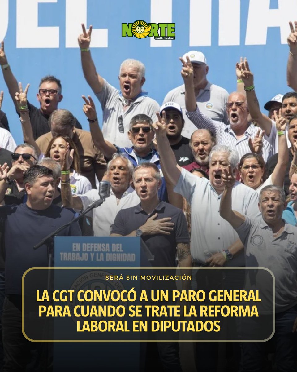 La cúpula directiva de la CGT convocó este lunes a un paro general sin movilización para cuando se discuta la reforma laboral en la Cámara de Diputados. Así lo de definió el consejo directivo de la entidad después de un Zoom que inició al mediodía.

diarionorte.com/323733-la-cgt-…