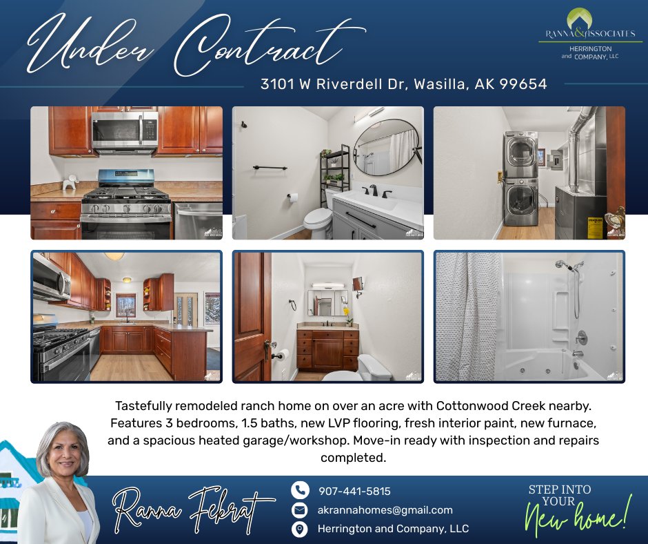 🎉 Under Contract! – Riverdell Drive, Wasilla 🏡

We’re thrilled to announce this beautiful home is officially under contract! ✨ Thank you to everyone who toured and showed interest—stay tuned for more amazing listings coming soon! 💛
