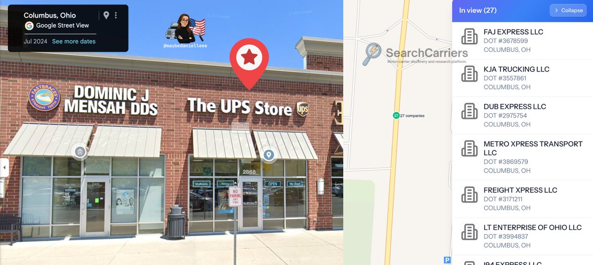 maybedanielleee's tweet image. UPS Store in Columbus, Ohio: 27 transportation companies registered with the USDOT. 

*Physical address CANNOT be a post office, mailbox centers, or commercial courier service establishments that receive and hold mail or packages for third-party pickup.
