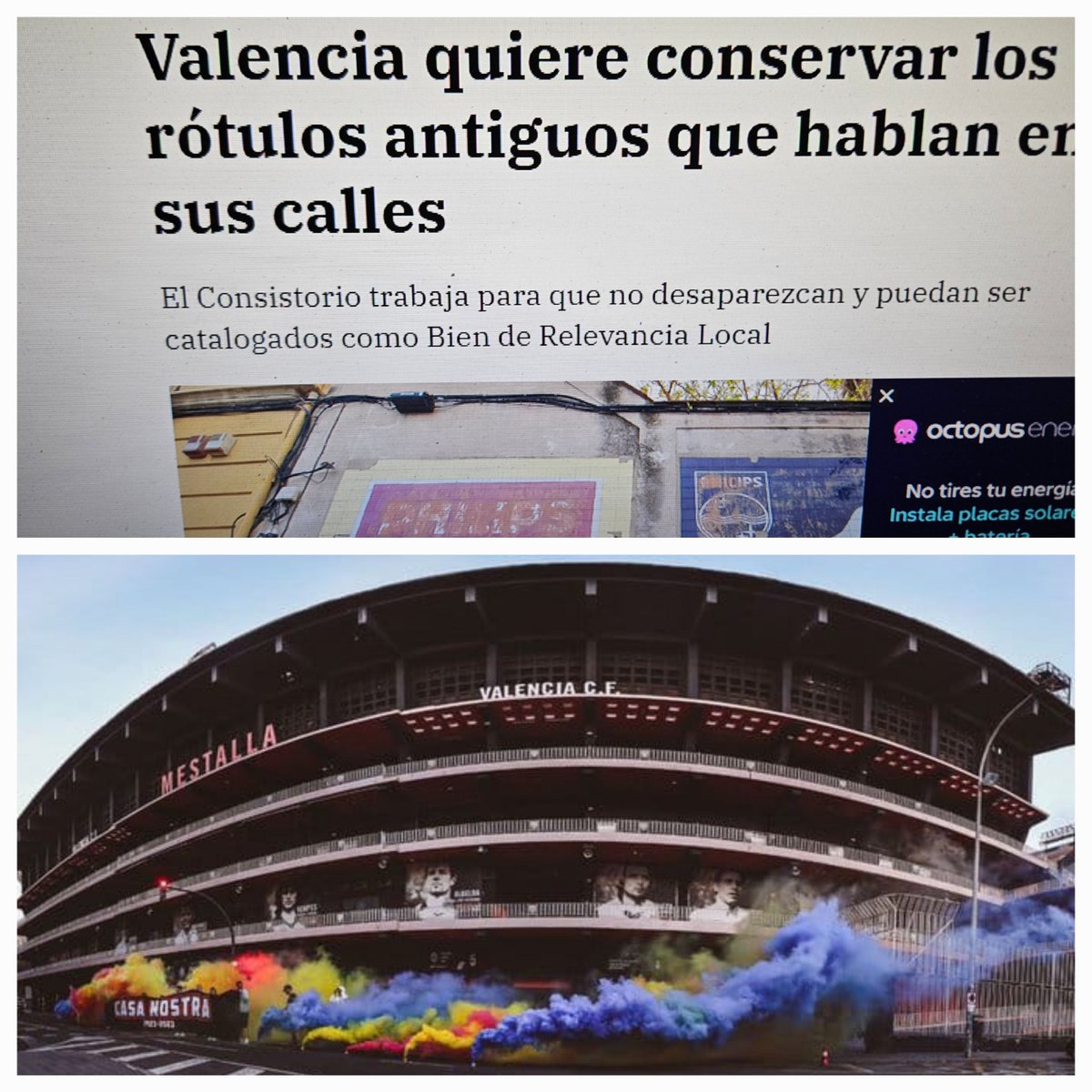 <a href="/ElDiaDespues/">El Día Después en Movistar Plus+</a> SOS MESTALLA: ¿Porque ayto Valencia interés en proteger antiguos rótulos de comercios y no Camp Mestalla con su centenaria  fachada?. A los le otorgan "bien relevancia local". Y para Mestalla no terminan de declararlo BIC (bien interés cultural), aprobado en pleno