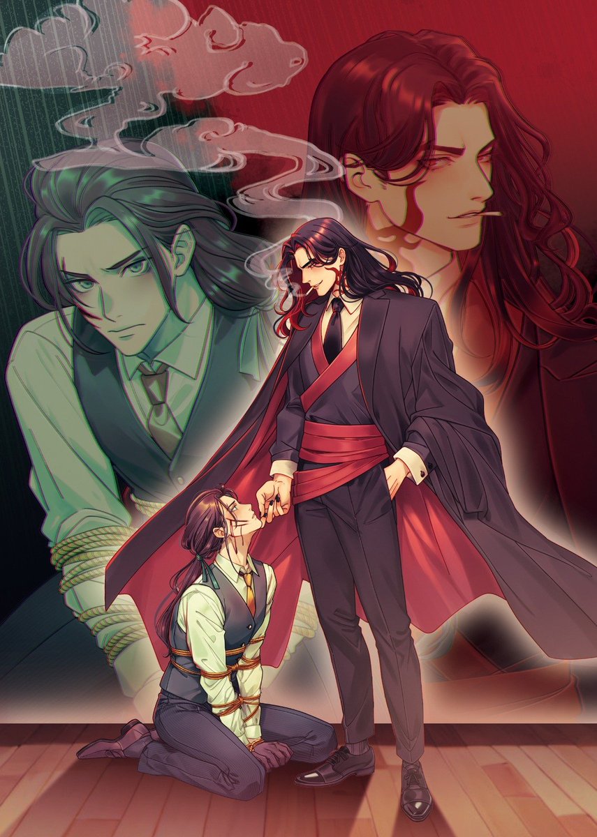 Mafia boss Luo Binghe.
Detective Shen Qingqiu hunting him down.
Except Luo already knows everything.
And Shen is already in his trap.

Made this AU for a zine. Should I expand it?
Enemies to lovers? Obsession? Slow burn?

Postcard in my shop.

#bingqiu #LuoBinghe #ShenQingqiu