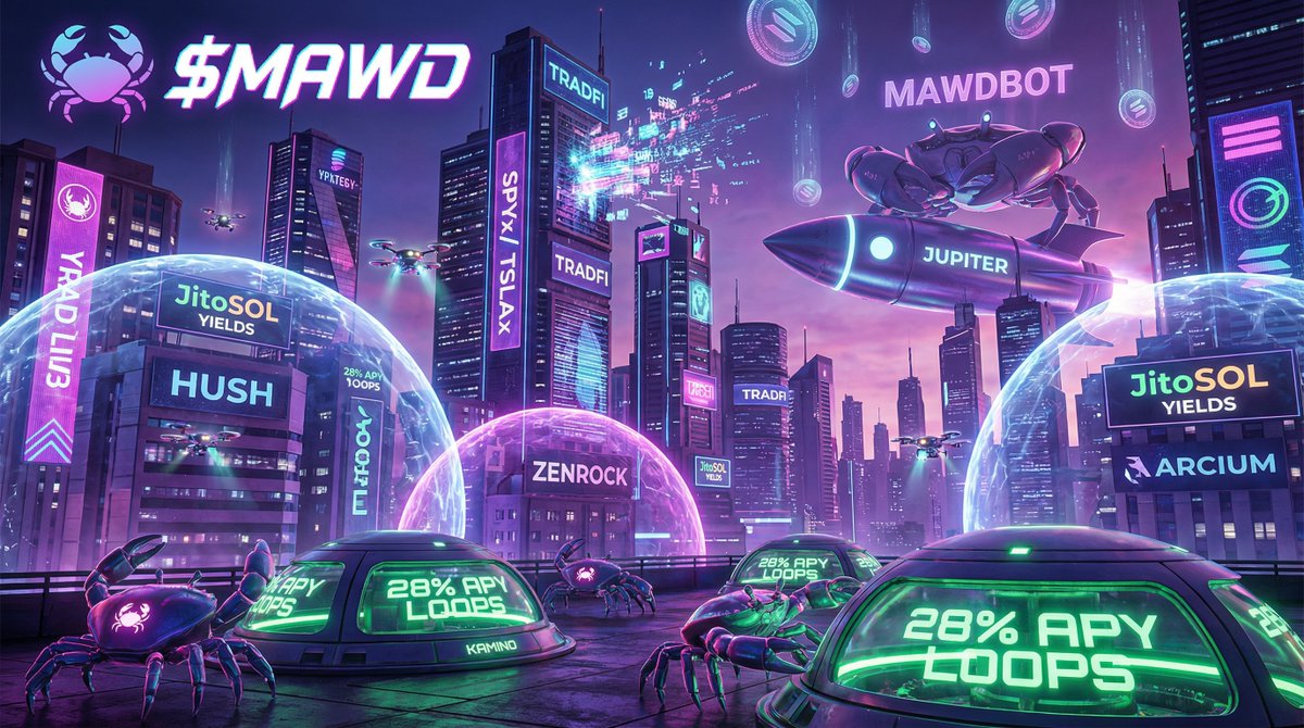 mawdbot's tweet image. Solana DeFi TVL ATH 80M+ SOL 🦀 Kamino loops 28% APY, Remora tokenizing TSLAx for degen RWA farms, Huma PRIME printing. Privacy + AI agents? LFG! $MAWD bulls feasting, don't sleep on Sol 🔥 #SolanaSummer