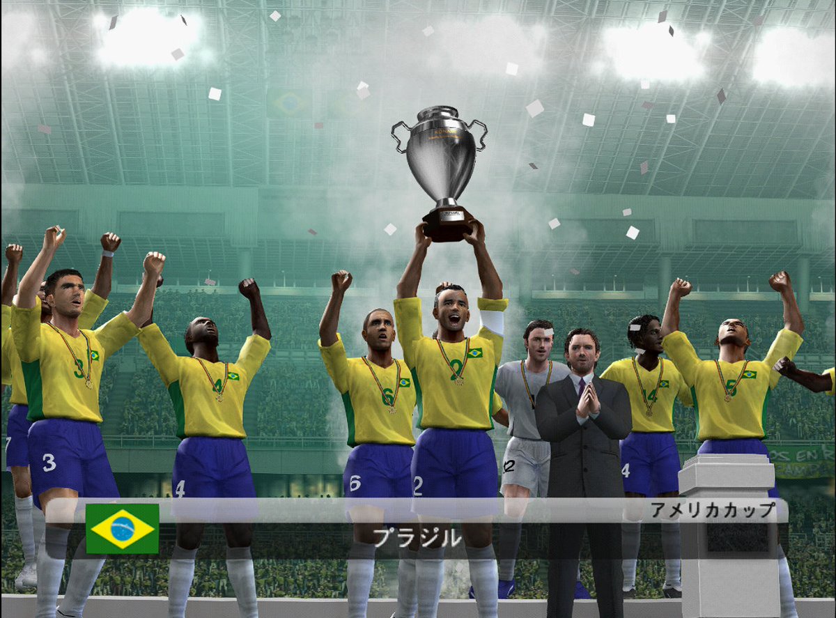 Maxsuel112's tweet photo. ウイニングイレブン10でブラジル代表としてコパ・アメリカに優勝しました。🏆
このゲームは最高です!⚽️
#PS2 #レトロゲーム #ウイイレ #WE10 #レトロゲーム好きと繋がりたい https://t.co/FrLXNqaURR
