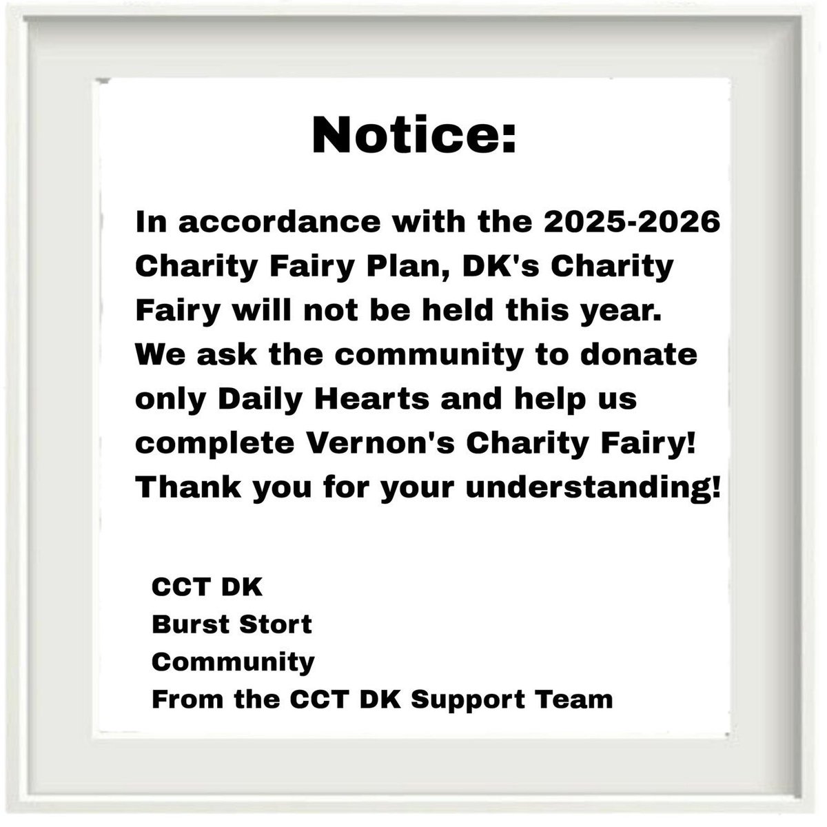 [Charity Fairy Announcement]

According to the 2025-2026 Charity Fairy Plan, DK will skip this year's Charity Fairy.

Let's do our best as a community to drop hearts for Vernon's Charity Fairy and achieve his goal! ♪