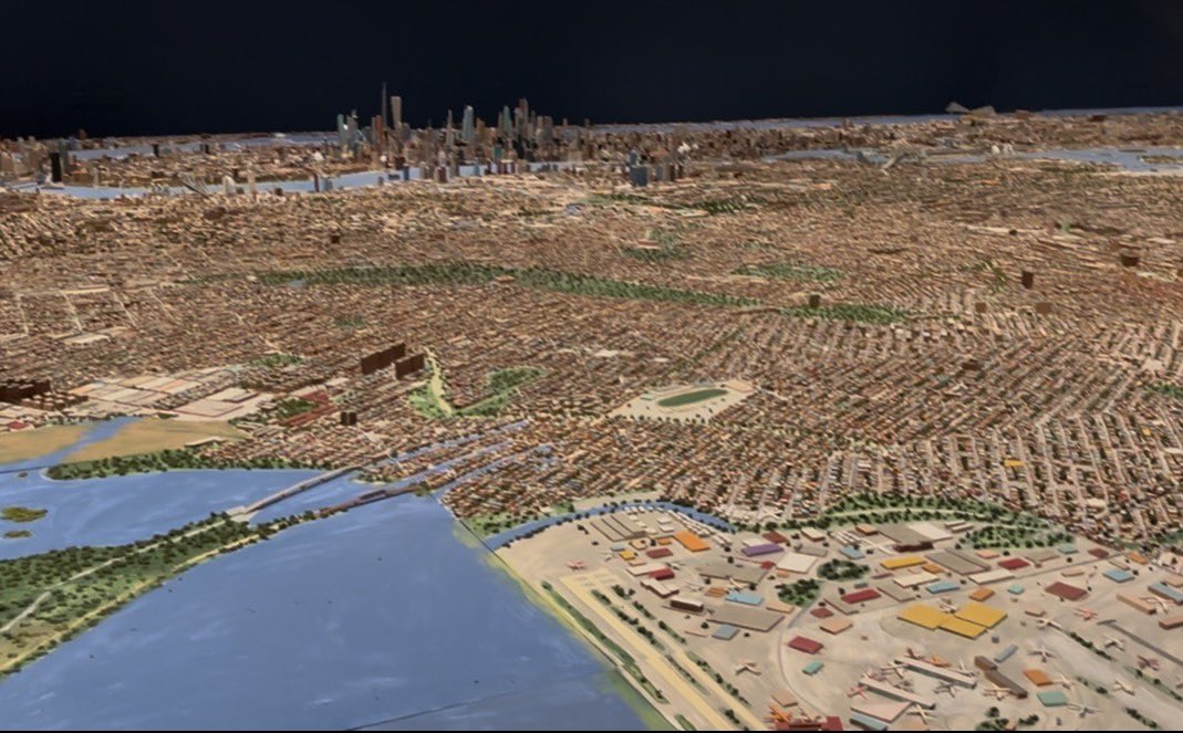 Saw Joe Macken’s model at the Museum of the City of New York today and it’s SO impressive and awe inspiring as a craft. Like a more human Queens Museum Panorama, with imperfections.

Huge problem though: you can only stand on the south end of it. Let us see the Bronx!