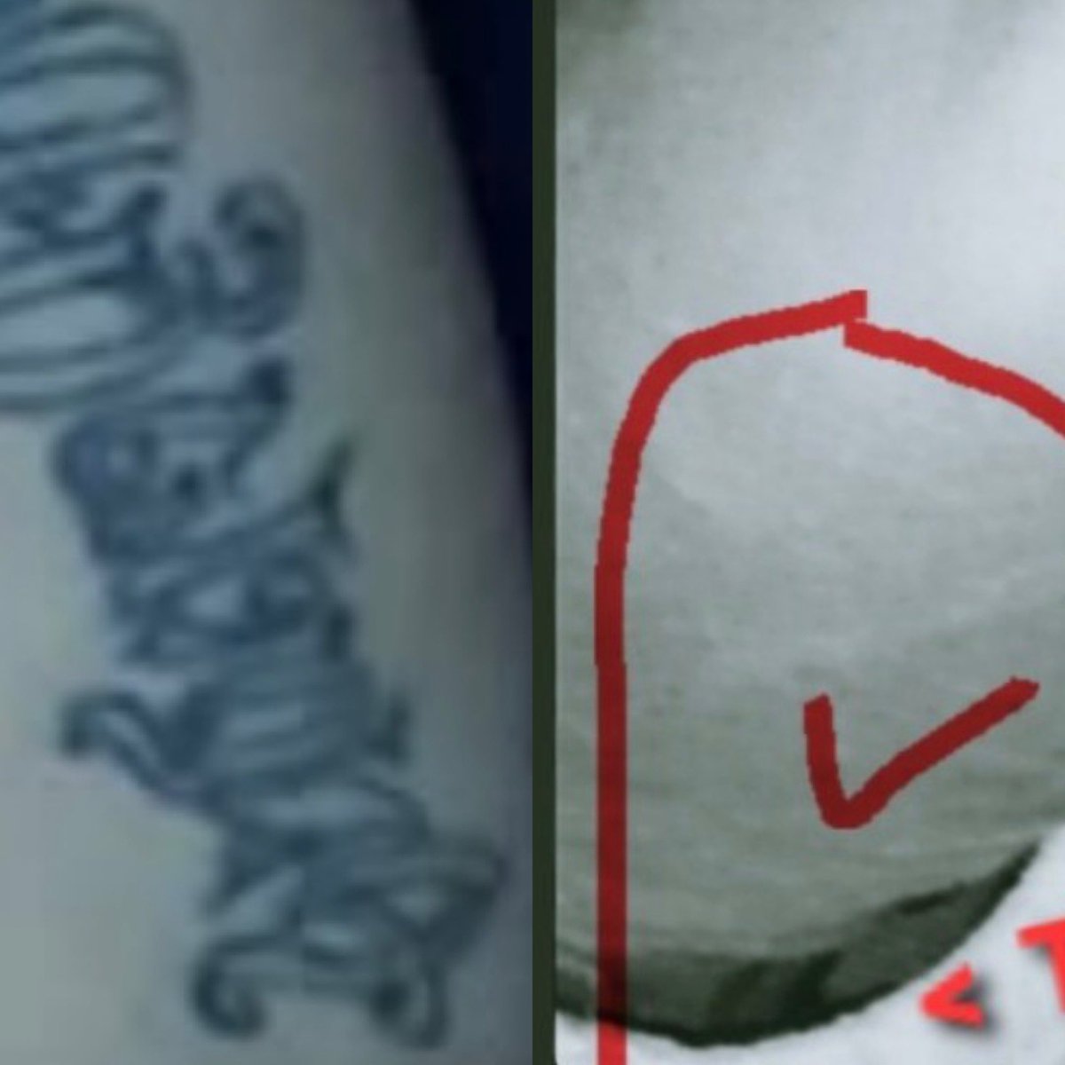 amw12187's tweet photo. @hotwire405 Luke Daley tattoo compared to suspect tattoo https://t.co/TZT81vjzwc