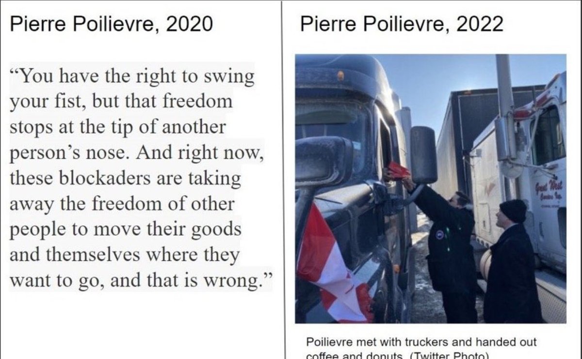 Sure ⁦<a href="/PierrePoilievre/">Pierre Poilievre</a>⁩ -
When Indigenous people blockade you call them out; when white people blockade you bring them coffee. 👇🏻👇🏻👇🏻
Hypocrite. 🙄🙄🙄