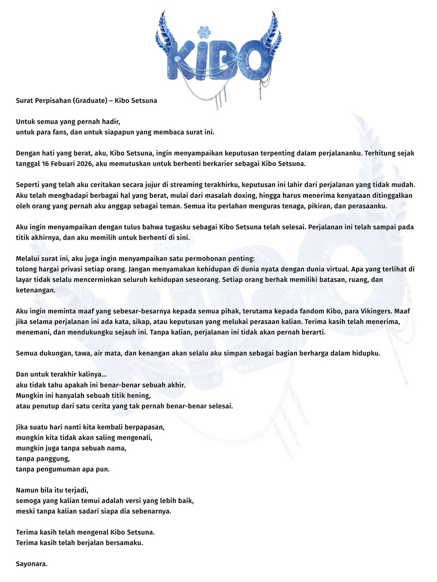 KiboSetsuna's tweet photo. Surat Perpisahan (Graduate) – Kibo Setsuna https://t.co/2SBdnkxo5m